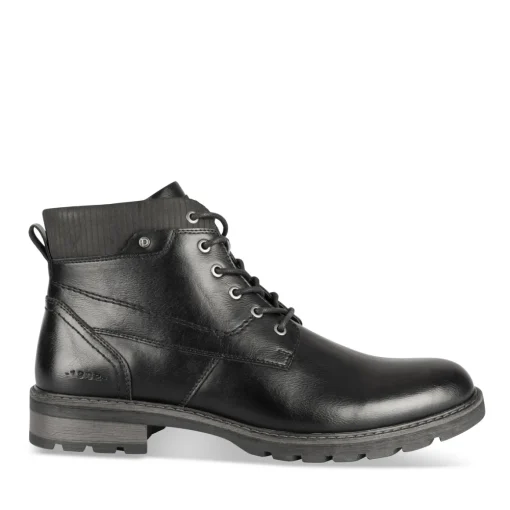 Bottines NOIR Homme Motif Uni Lacets