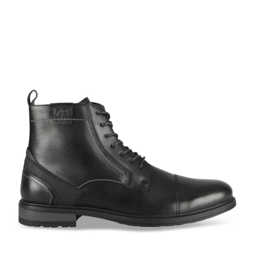 Bottines NOIR Homme Motif Uni Lacets