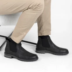 Bottines NOIR Homme Motif Uni Elastique