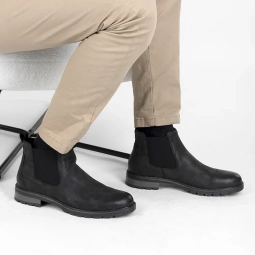 Bottines NOIR Homme Motif Uni Elastique
