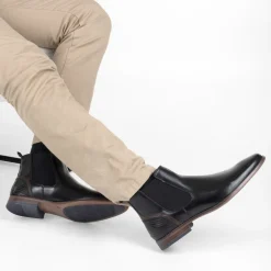 Bottines NOIR Homme Motif Uni Elastique