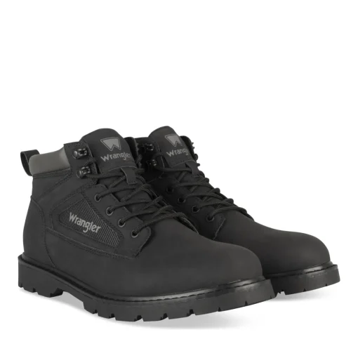Bottines NOIR Homme Motif Uni Lacets