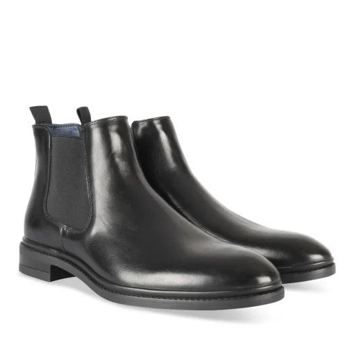 Bottines NOIR Homme Motif Uni Elastique