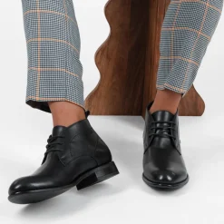 Bottines NOIR Homme Motif Uni Lacets