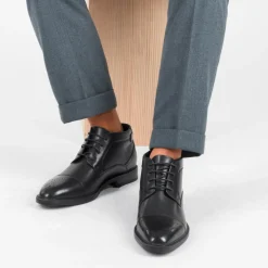Bottines NOIR Homme Motif Uni Lacets