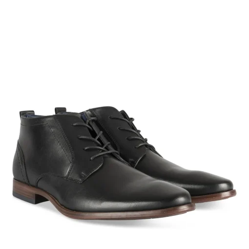 Bottines NOIR Homme Motif Uni Lacets