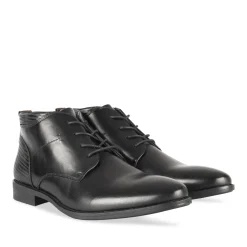 Bottines NOIR Homme Motif Uni Lacets