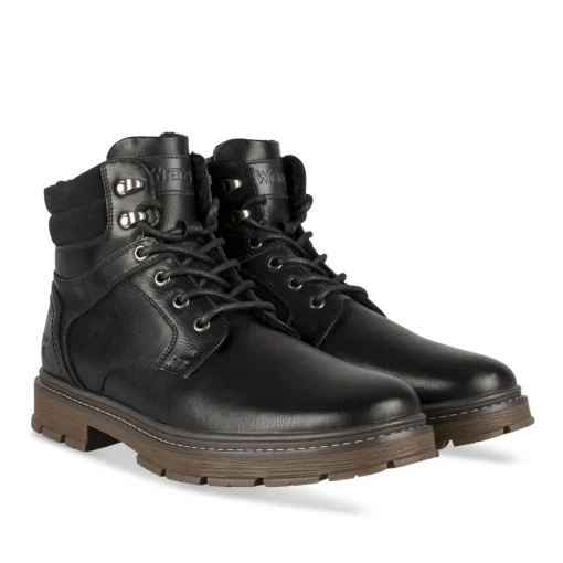 Bottines NOIR Homme Motif Uni Lacets