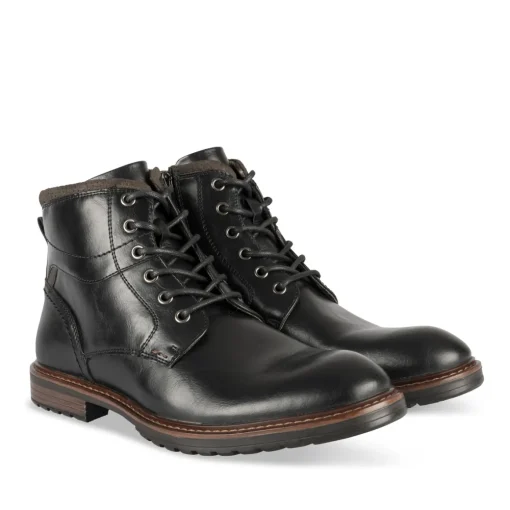 Bottines NOIR Homme Motif Uni Lacets