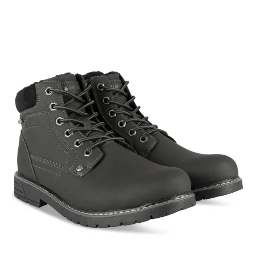 Bottines NOIR Homme Motif Uni Lacets