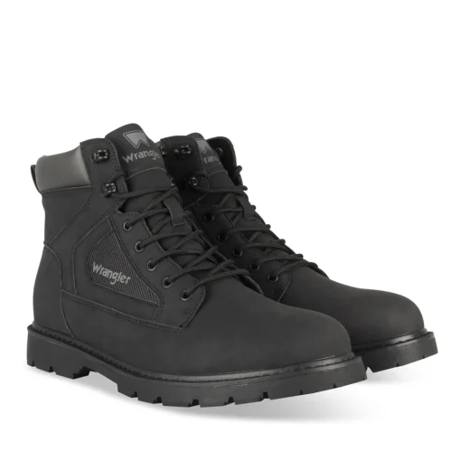 Bottines NOIR Homme Motif Uni Lacets