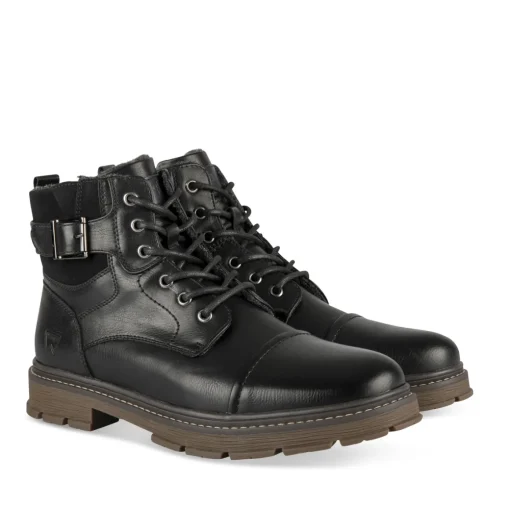 Bottines NOIR Homme Motif Uni Lacets