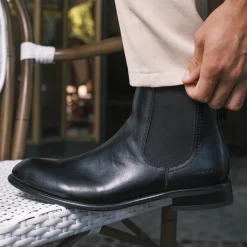 Bottines NOIR Homme Motif Uni A Enfiler
