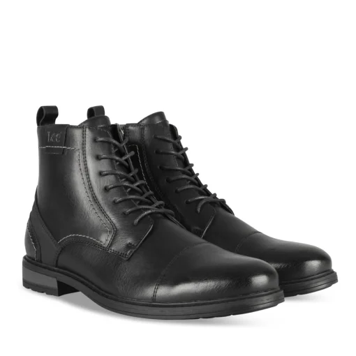 Bottines NOIR Homme Motif Uni Lacets