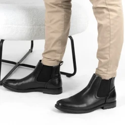 Bottines NOIR Homme Motif Uni Elastique