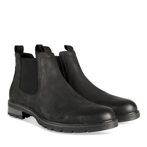 Bottines NOIR Homme Motif Uni Elastique
