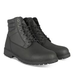 Bottines NOIR Homme Motif Uni Lacets