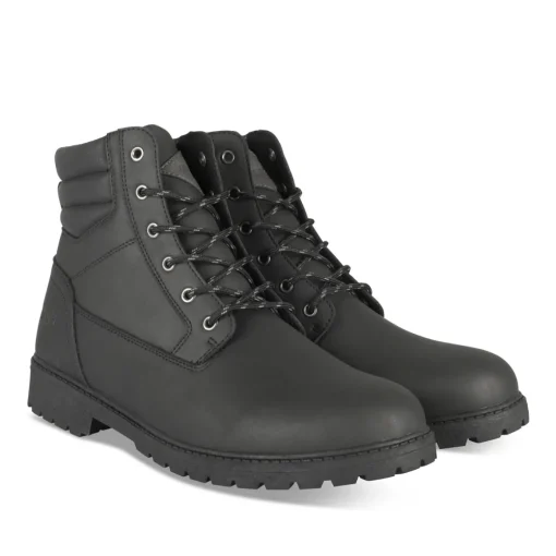 Bottines NOIR Homme Motif Uni Lacets
