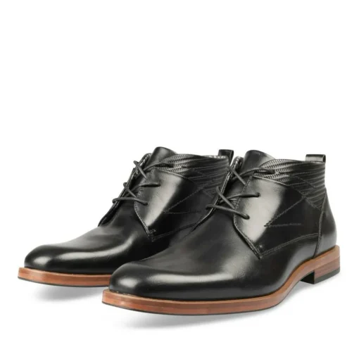 Bottines NOIR Homme Motif Uni Lacets
