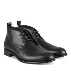 Bottines NOIR Homme Motif Uni Lacets