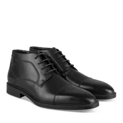 Bottines NOIR Homme Motif Uni Lacets