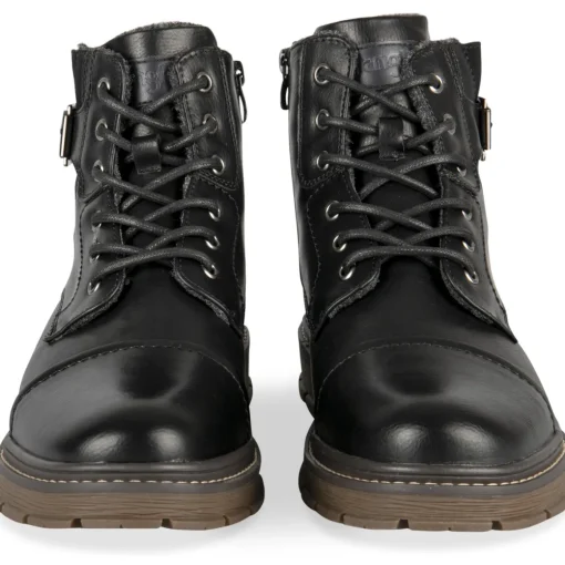 Bottines NOIR Homme Motif Uni Lacets
