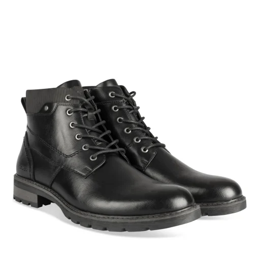 Bottines NOIR Homme Motif Uni Lacets