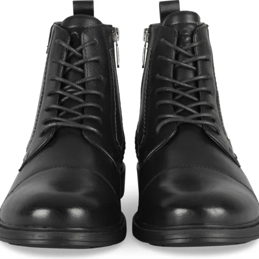 Bottines NOIR Homme Motif Uni Lacets