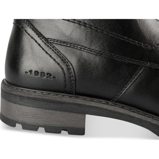 Bottines NOIR Homme Motif Uni Lacets