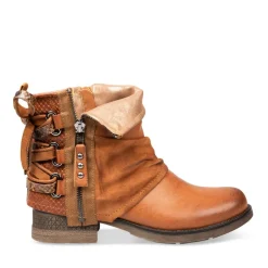 Bottines Plissé COGNAC Femme Motif Animal Fermeture éclair