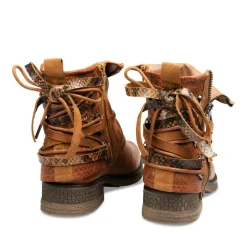Bottines Plissé COGNAC Femme Motif Animal Fermeture éclair