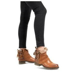 Bottines Plissé COGNAC Femme Motif Animal Fermeture éclair