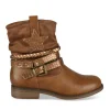 Bottines Plissé COGNAC Fille Motif Chaîne Fermeture éclair