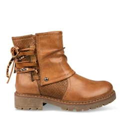 Bottines Plissé COGNAC Fille Motif Uni Fermeture éclair