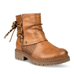 Bottines Plissé COGNAC Fille Motif Uni Fermeture éclair