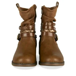 Bottines Plissé COGNAC Fille Motif Tressé Fermeture éclair
