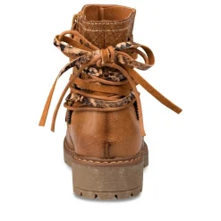 Bottines Plissé COGNAC Fille Motif Uni Fermeture éclair