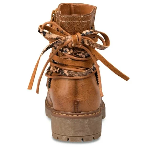 Bottines Plissé COGNAC Fille Motif Uni Fermeture éclair