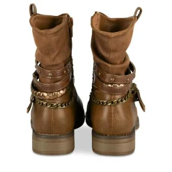 Bottines Plissé COGNAC Fille Motif Tressé Fermeture éclair