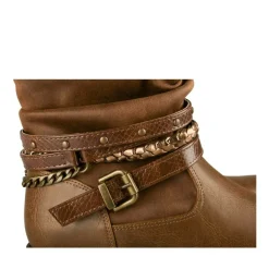 Bottines Plissé COGNAC Fille Motif Tressé Fermeture éclair