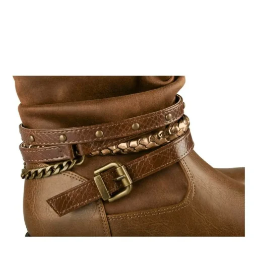 Bottines Plissé COGNAC Fille Motif Tressé Fermeture éclair