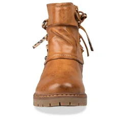 Bottines Plissé COGNAC Fille Motif Uni Fermeture éclair