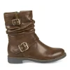 Bottines Plissé MARRON Femme Fermeture éclair