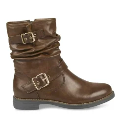Bottines Plissé MARRON Femme Fermeture éclair