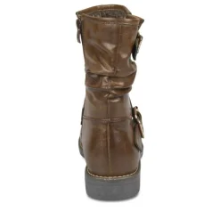 Bottines Plissé MARRON Femme Fermeture éclair