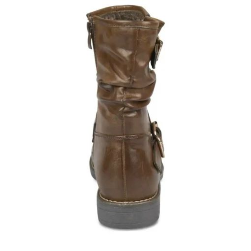 Bottines Plissé MARRON Femme Fermeture éclair