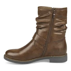 Bottines Plissé MARRON Femme Fermeture éclair