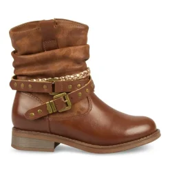 Bottines Plissé MARRON Fille Fermeture éclair