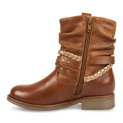 Bottines Plissé MARRON Fille Fermeture éclair