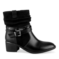 Bottines Plissé NOIR Femme Motif Animal Fermeture éclair